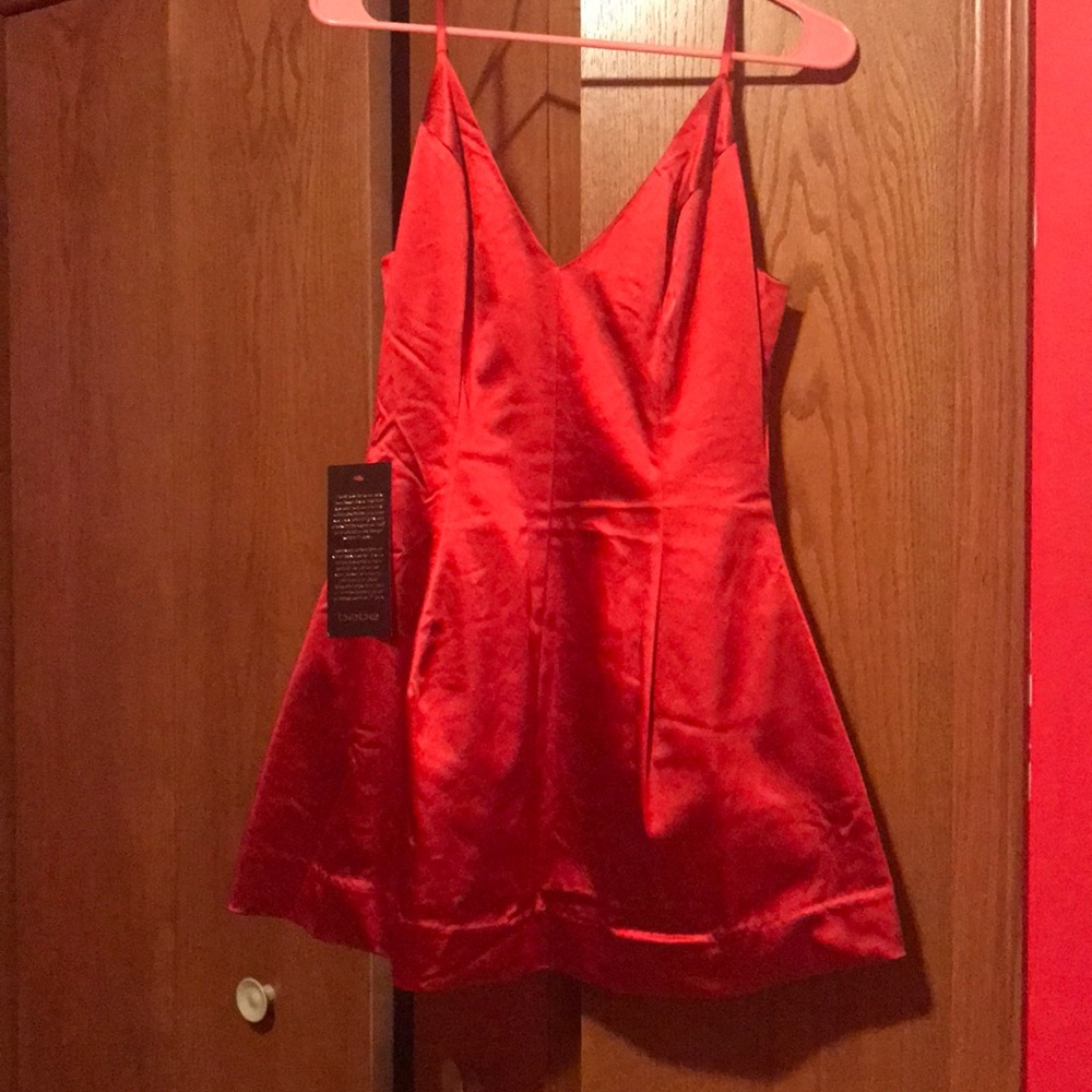 Bebe!  Sexy flirty red satin dress! So fun!